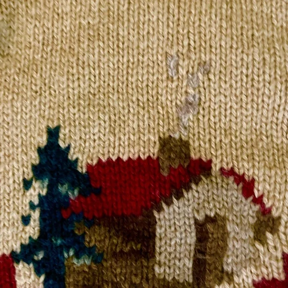 Ralph Lauren Hand Knit mens M wool ranch seen sweater
